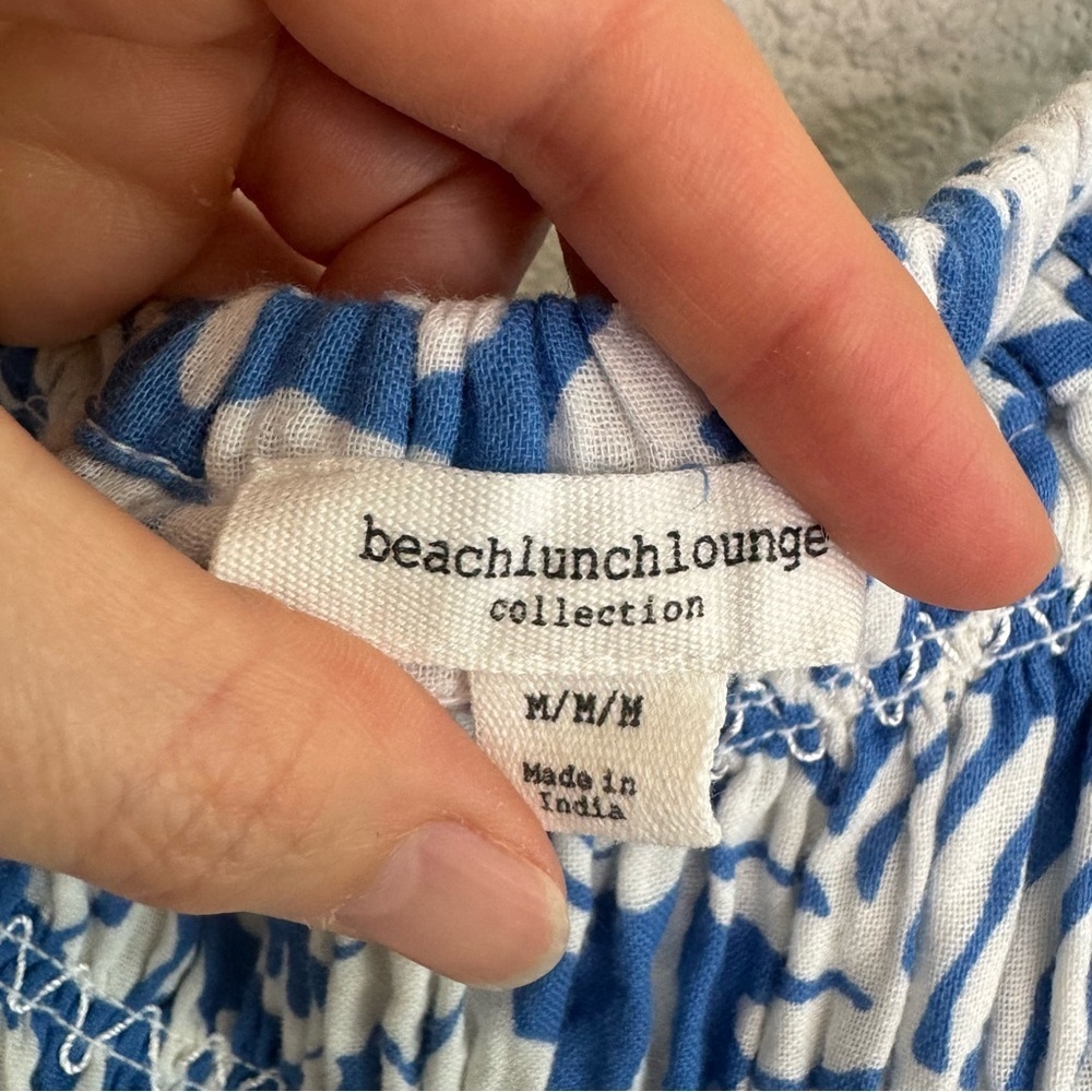 Beachlunchlounge Womens M Tropical Midi Dress Cotton Gauze Blue Vacation‎ - Picture 3 of 11